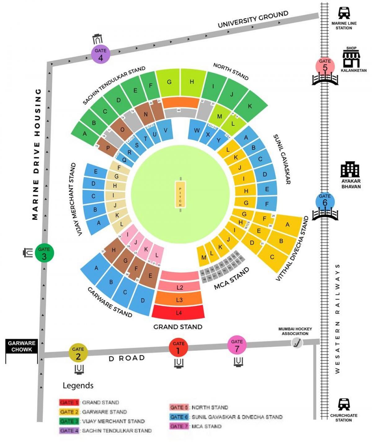 mapa ng Wankhede stadium