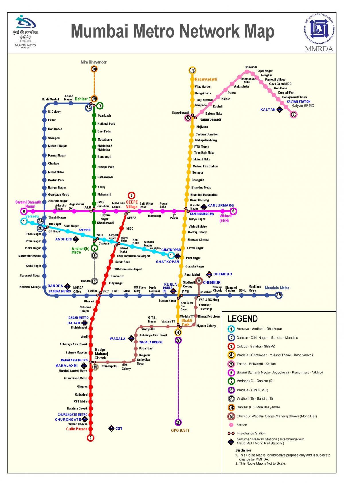metro mapa ang ruta ng Mumbai
