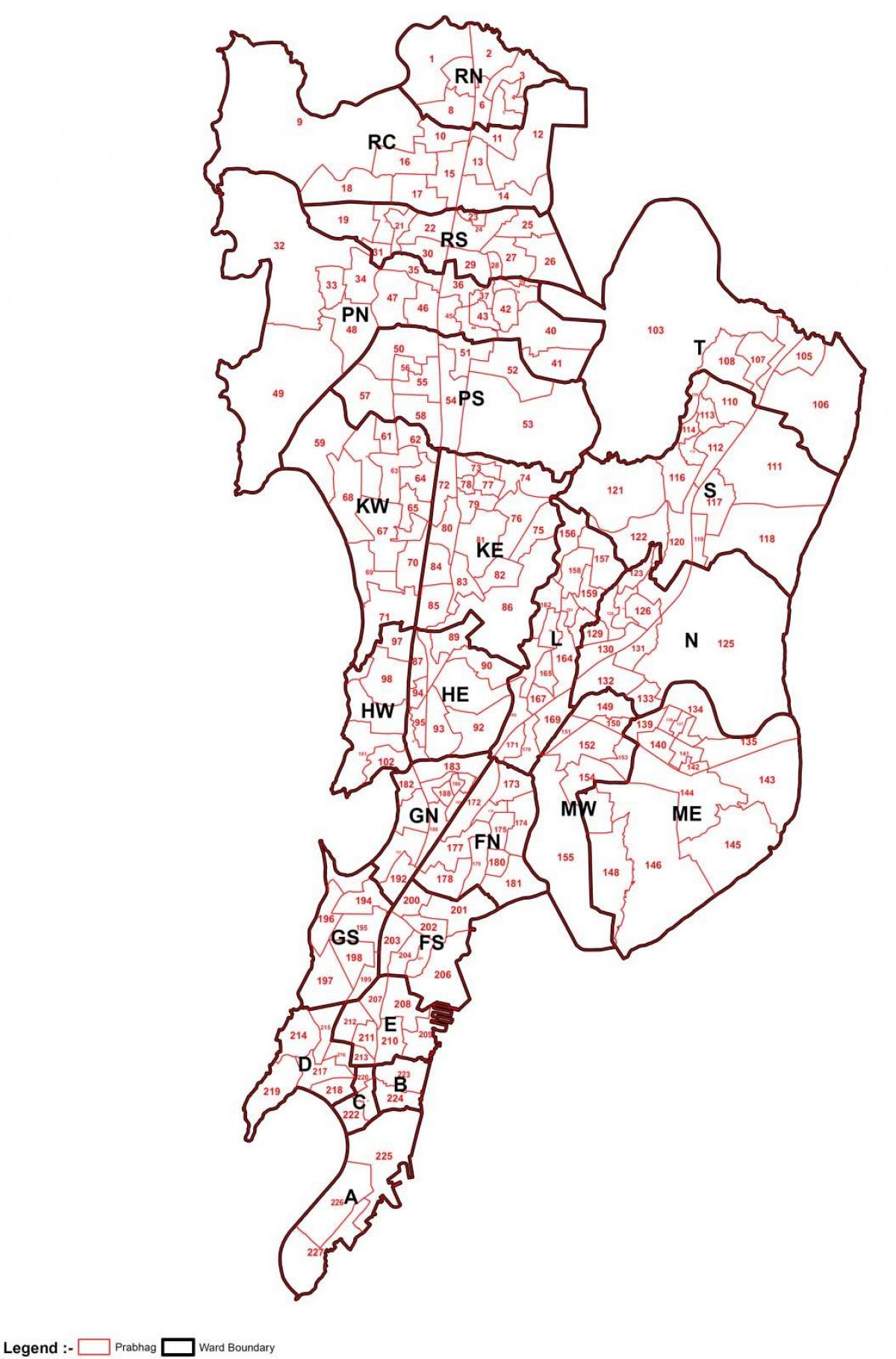 Mumbai mapa ng lugar na matalino