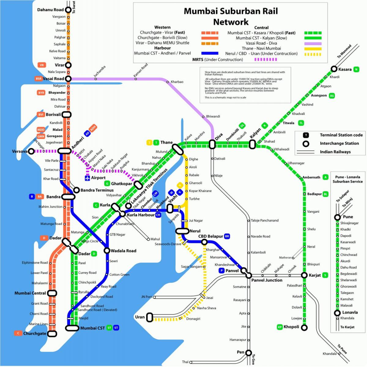 Mumbai lokal na tren mapa