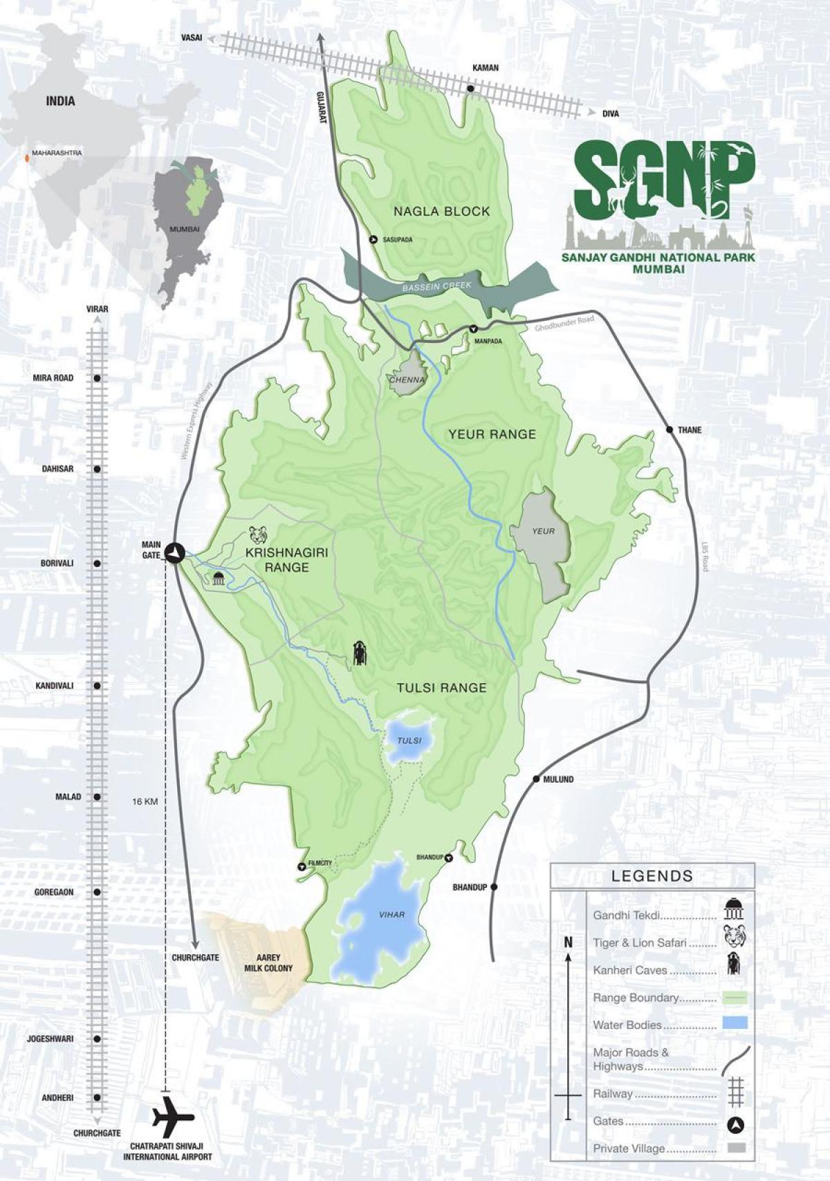 Borivali national park mapa